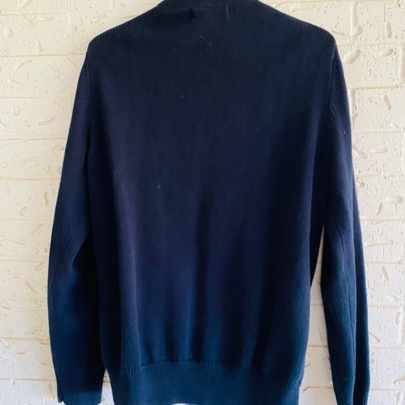 Frederik Anderson Copenhagen Classic Cotton Navy Sweater w/ Button Accent Large - Picture 4 of 5